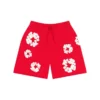 Pantaloncini in cotone con motivo Cotton Wreath, rossi