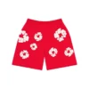 Pantaloncini in cotone con motivo Cotton Wreath, rossi