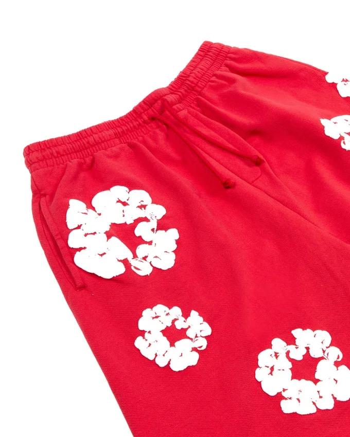 Pantaloncini in cotone con motivo Cotton Wreath, rossi