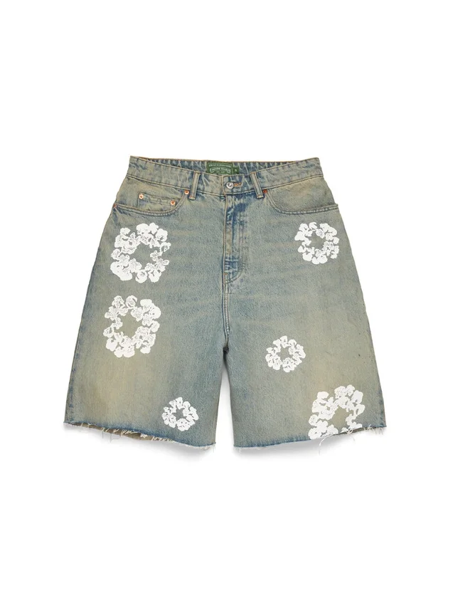 Pantaloncini in Denim "Cotton Wreath" con lavaggio sporco