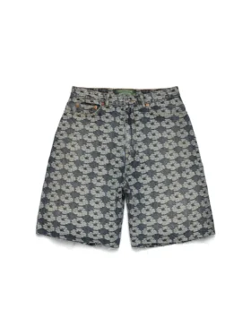 Pantaloncini in Denim Jacquard Wreath