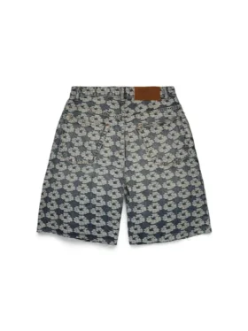 Pantaloncini in Denim Jacquard Wreath