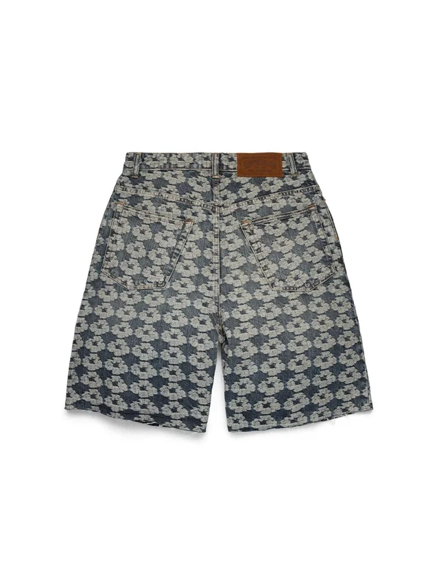 Pantaloncini in Denim Jacquard Wreath