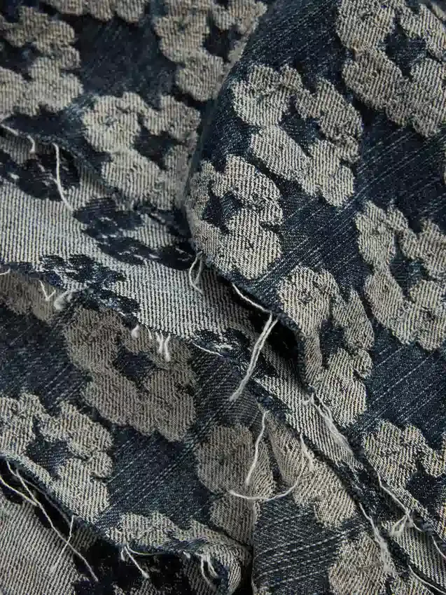 Pantaloncini in Denim Jacquard Wreath