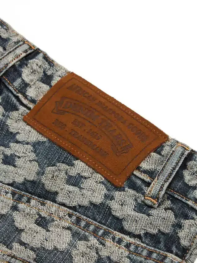 Pantaloncini in Denim Jacquard Wreath