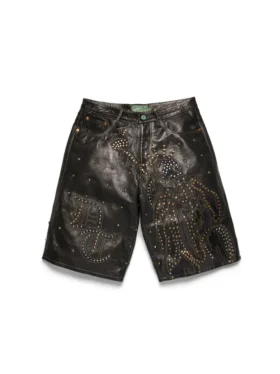 Pantaloncini in pelle borchiati Libertas