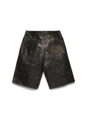 Pantaloncini in pelle borchiati Libertas