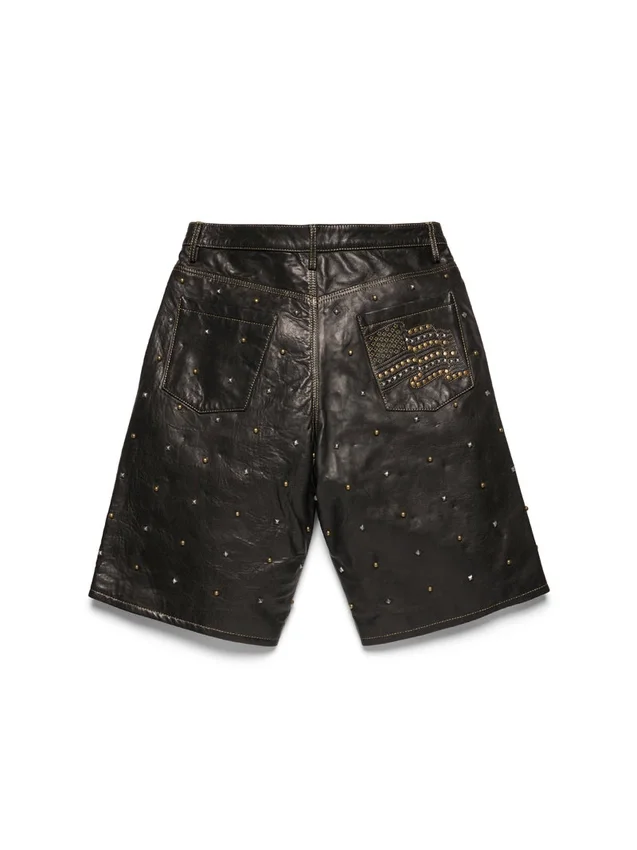 Pantaloncini in pelle borchiati Libertas