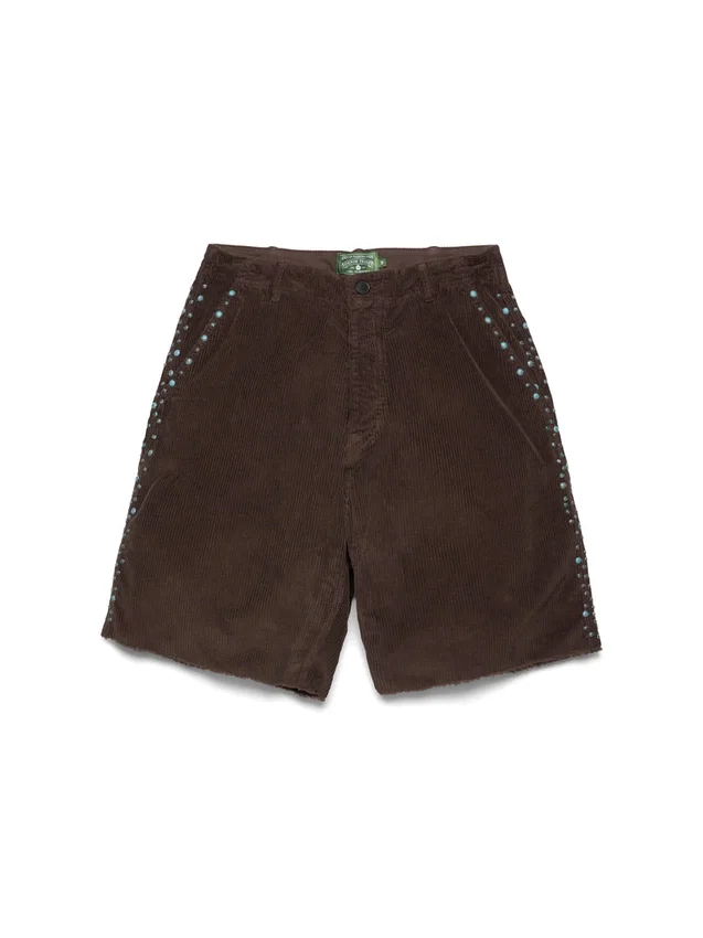 Pantaloncini in velluto a coste con borchie ossidate