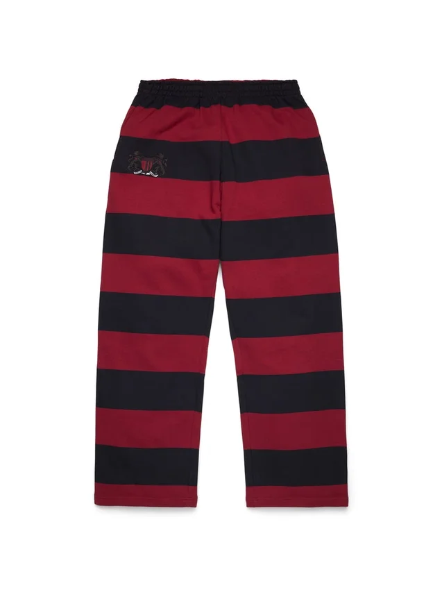Pantaloni della tuta a orlo aperto con stemma a righe, rosso/blu navy