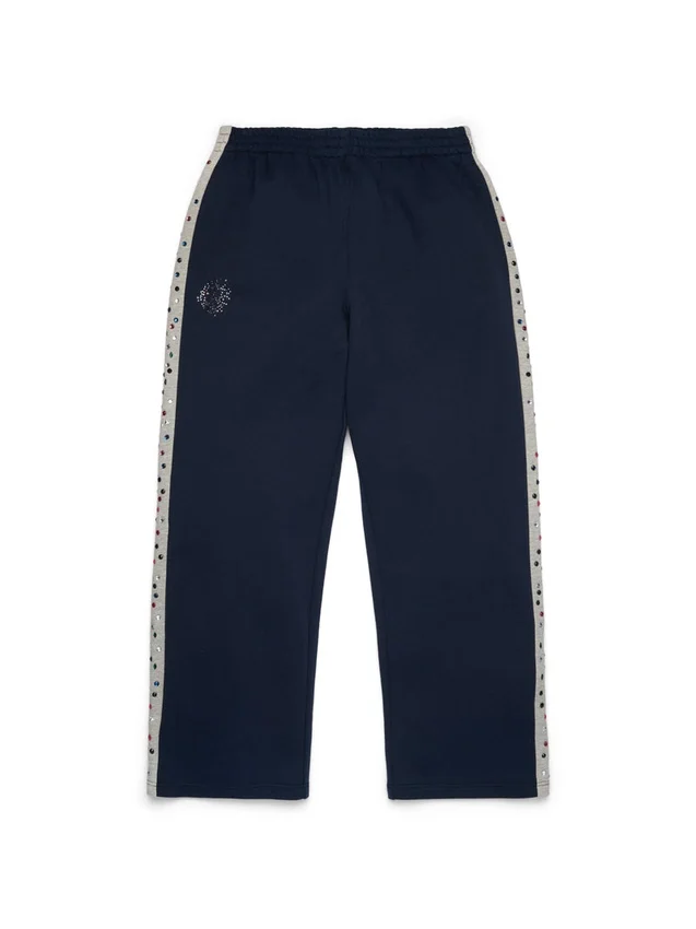 Pantaloni della tuta Denim U con strass, blu navy