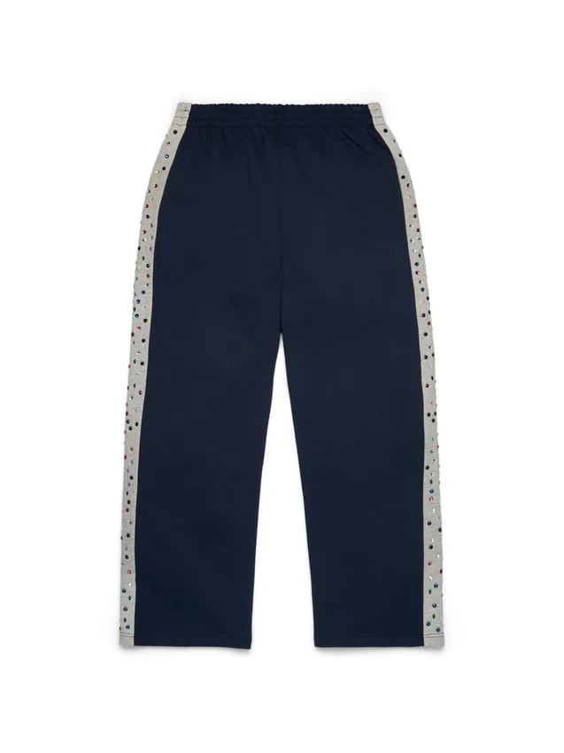 Pantaloni della tuta Denim U con strass, blu navy