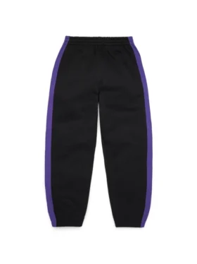 Pantaloni della tuta DT a righe con orlo aperto, neri