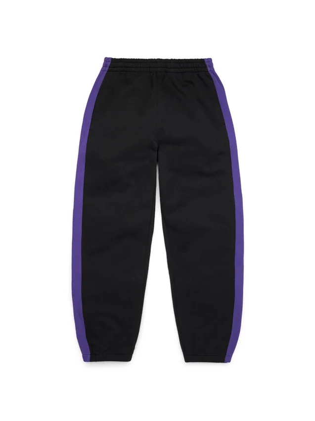 Pantaloni della tuta DT a righe con orlo aperto, neri