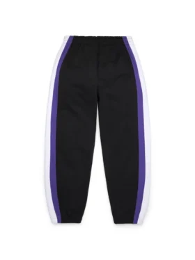 Pantaloni della tuta DT a righe con orlo aperto, neri