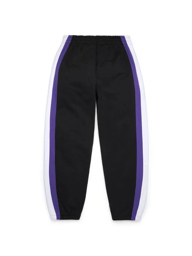 Pantaloni della tuta DT a righe con orlo aperto, neri