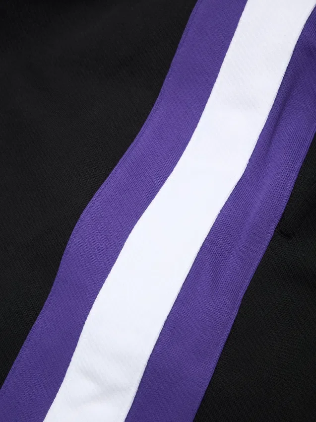 Pantaloni della tuta DT a righe con orlo aperto, neri