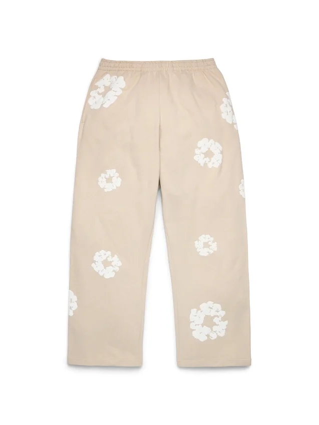 Pantaloni della tuta larghi Cotton Wreath color crema