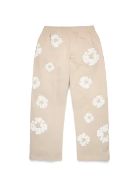 Pantaloni della tuta larghi Cotton Wreath color crema