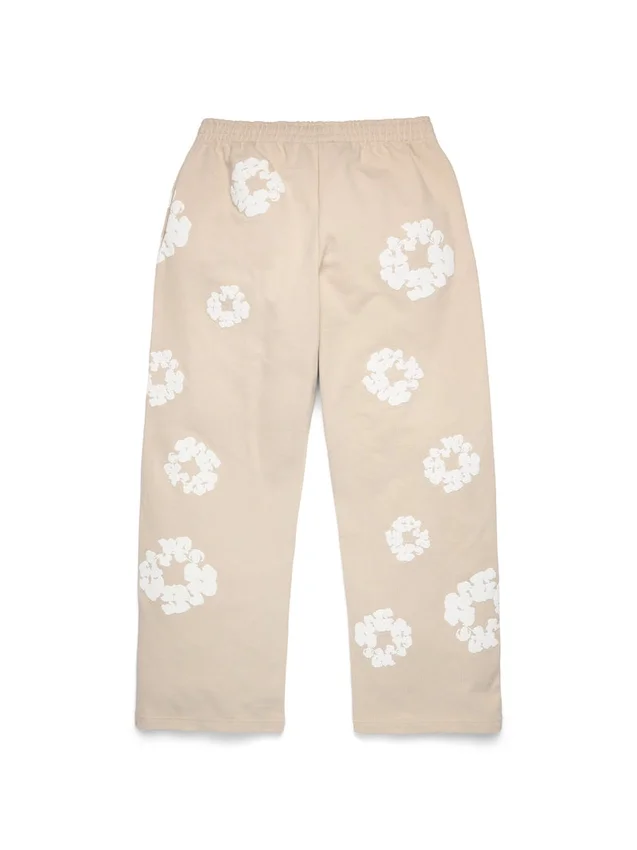 Pantaloni della tuta larghi Cotton Wreath color crema