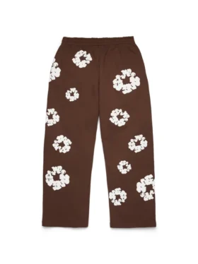 Pantaloni della tuta larghi Cotton Wreath, marrone scuro