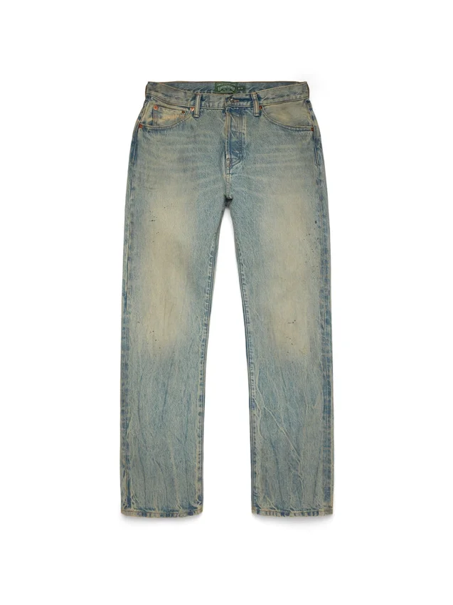 Pantaloni in Denim a gamba dritta, lavaggio sporco
