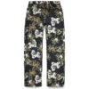 Pantaloni in Denim a zampa larga con motivo floreale e cimosa