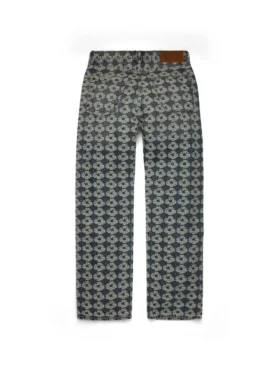 Pantaloni in Denim Baggy Jacquard Wreath