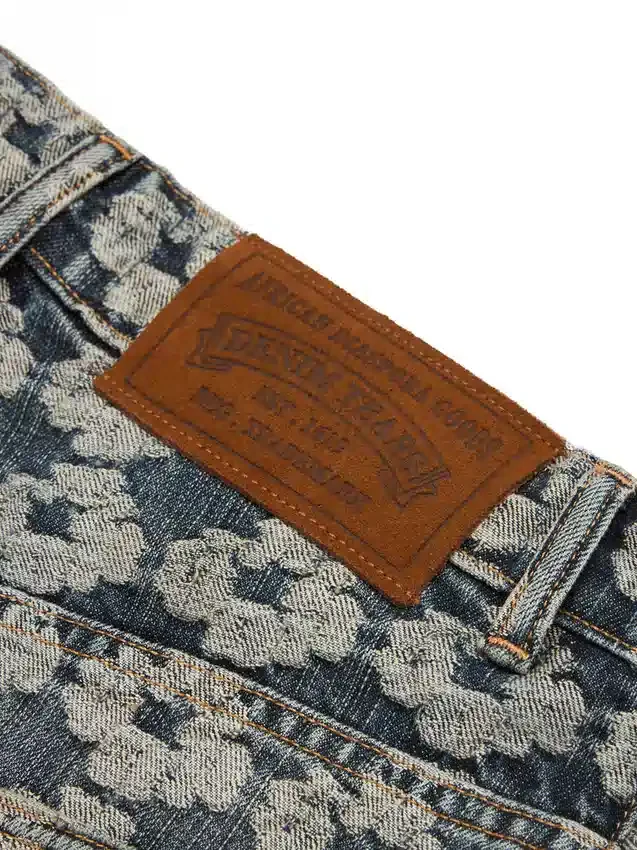 Pantaloni in Denim Baggy Jacquard Wreath