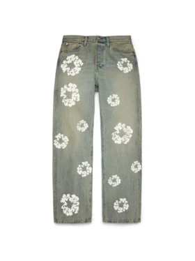 Pantaloni in Denim "Cotton Wreath" dal taglio ampio, lavaggio sporco
