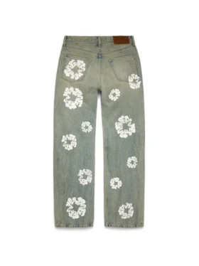Pantaloni in Denim “Cotton Wreath” dal taglio ampio, lavaggio sporco