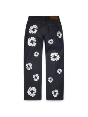 Pantaloni in Denim “Cotton Wreath” dal taglio baggy con cimosa