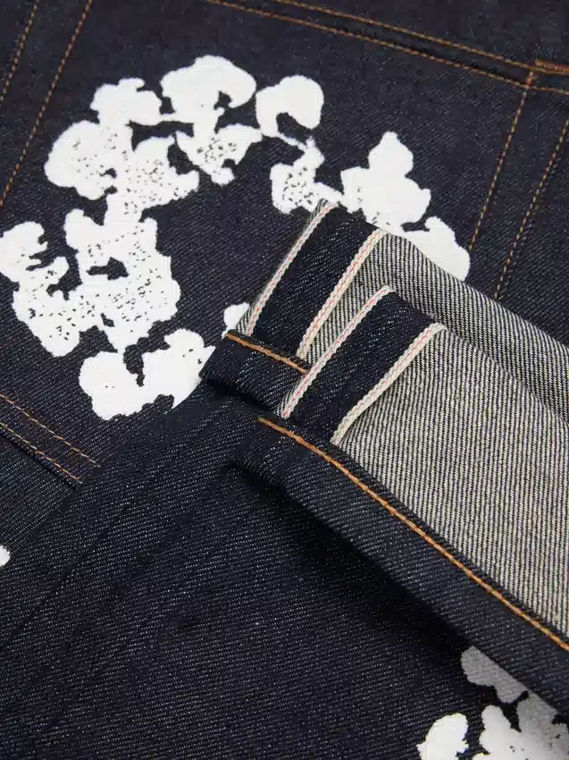 Pantaloni in Denim "Cotton Wreath" dal taglio baggy con cimosa