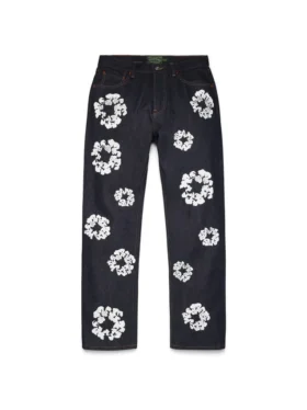 Pantaloni in Denim "Cotton Wreath" dal taglio dritto con cimosa