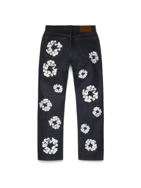 Pantaloni in Denim “Cotton Wreath” dal taglio dritto con cimosa