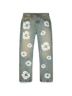 Pantaloni in Denim "Cotton Wreath" dal taglio dritto, lavaggio "Dirty Wash"