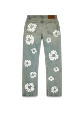 Pantaloni in Denim “Cotton Wreath” dal taglio dritto, lavaggio “Dirty Wash”