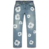 Pantaloni in Denim "Cotton Wreath" dritti in cotone, lavaggio chiaro