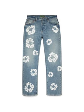 Pantaloni in Denim "Cotton Wreath" dritti in cotone, lavaggio chiaro