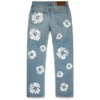 Pantaloni in Denim "Cotton Wreath" dritti in cotone, lavaggio chiaro