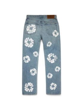 Pantaloni in Denim “Cotton Wreath” dritti in cotone, lavaggio chiaro