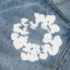 Pantaloni in Denim "Cotton Wreath" dritti in cotone, lavaggio chiaro