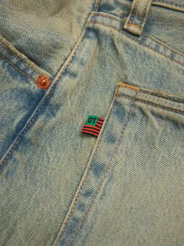 Pantaloni in Denim larghi, lavaggio sporco