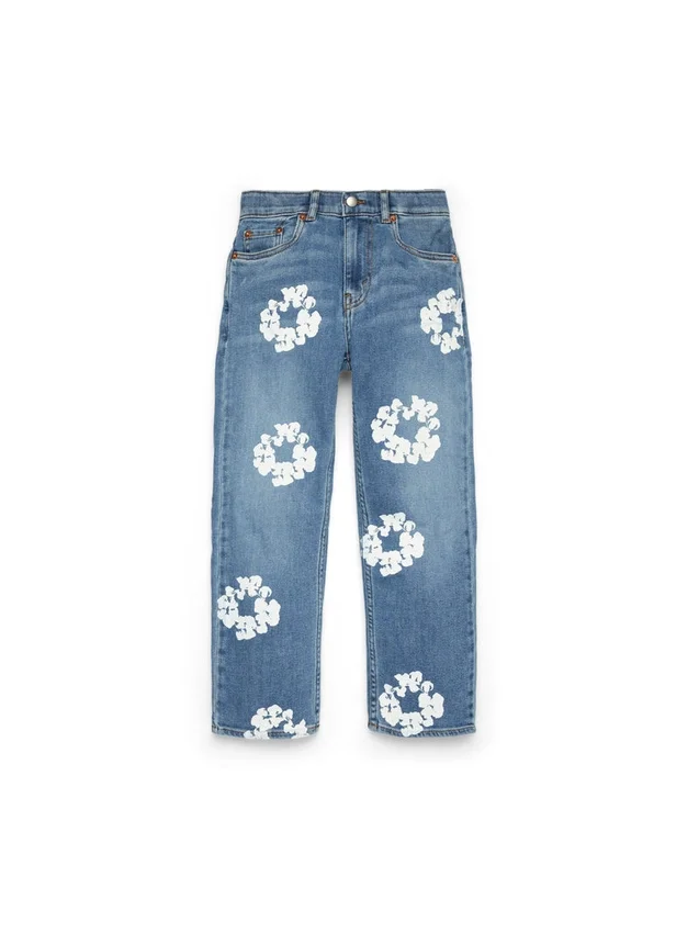 Pantaloni in Denim per bambini con motivo "Cotton Wreath", indaco chiaro