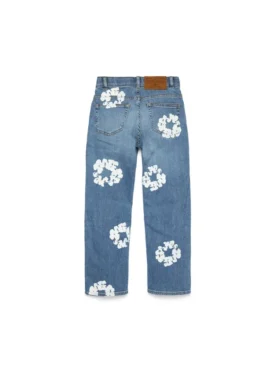 Pantaloni in Denim per bambini con motivo “Cotton Wreath”, indaco chiaro