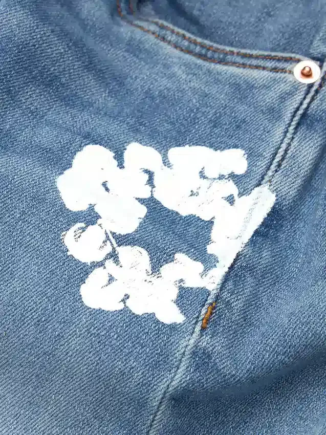Pantaloni in Denim per bambini con motivo "Cotton Wreath", indaco chiaro
