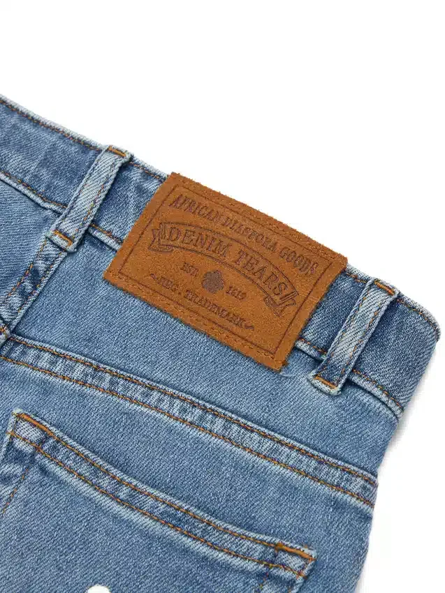 Pantaloni in Denim per bambini con motivo "Cotton Wreath", indaco chiaro
